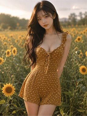 Bohemian daydream ditsy floral knotted front shorts playsuit Romper
